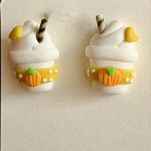 Polymer Clay pumpkin latte Earrings